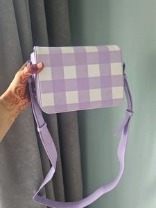 Purple Checkered Crossbody Bag