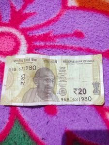 Birthday Date Number 20  Rupee Note
