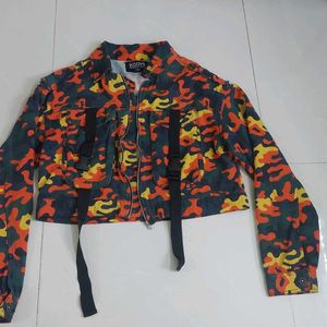 unisex militry print cropped jacket /coat