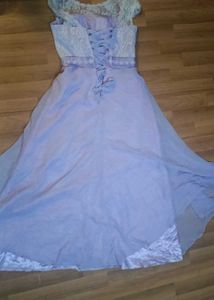 Elegant Lilac Lace Corset Gown