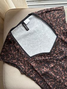 H&amp;M Leopard Print Square Neck Top