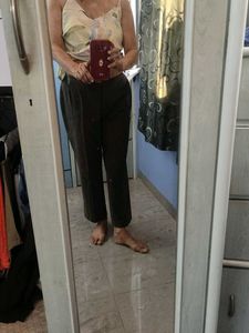 Elegant Dark Brown Straight Leg Pants