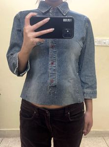 Blue Denim Crop Top