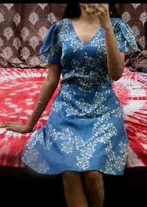Blue Floral Mini Dress