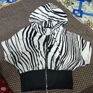 Zebra Print Hooded Jacket