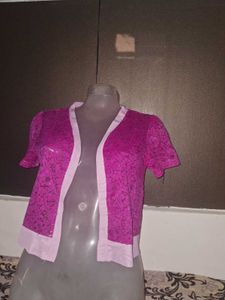 Sparkly Pink Cropped Cardigan