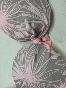 Stylish Pink &amp;💚 Grey Floral Print Bra