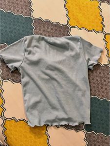 Cute Light Blue Tie-Front Top