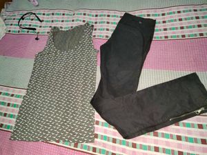 Gray Top &amp; Black Pants