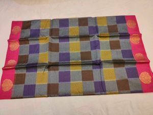 Multicolor Checked Banarasi Organza Saree
