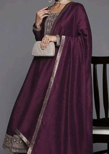 Elegant Plum Kurta Set with Dupatta