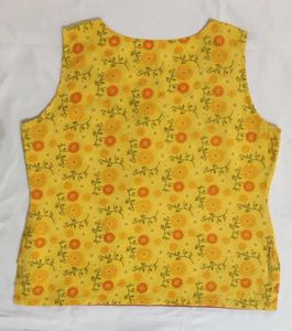 Cotton Floral Embroidered Sleeveless Top
