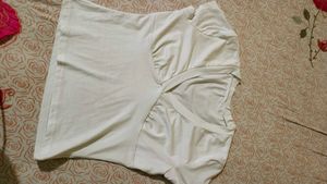 Cream Textured V-Neck Top