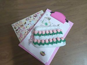 Handmade Crochet Pouch with Flowers