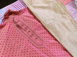 Men's Pink Jacquard Kurta