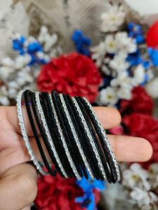 Set of Black &amp; Silver Bangles