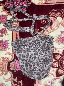 Leopard Print tube top with neck band