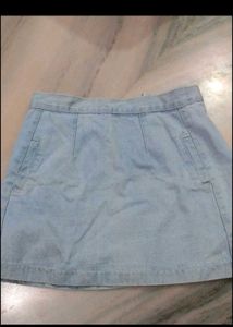 Light Wash Denim Mini Skirt