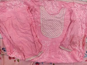 Pink Embroidered Cotton Kurta