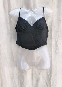 41209. Chic Black Lace Trim Cami Top