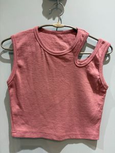 Cute Dusty Rose Cut-Out Tank Top