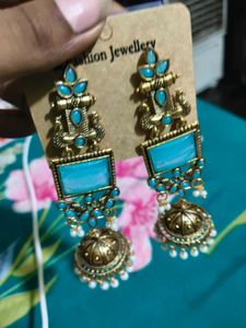 Boho Turquoise Jhumka Earrings