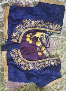 Exquisite Royal Blue Embroidered Blouse