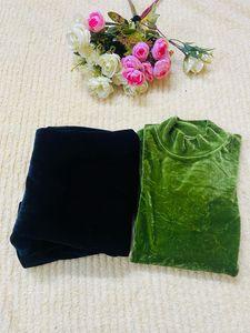 Two piece green colour top with skirt dress