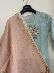 Embroidered Light Blue Kurta