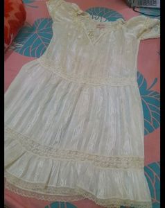 Vintage Lace Trimmed White Dress