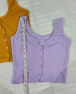 Button-Up Crop Tank Tops Set