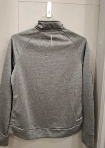 Grey Zip-Up Knit Pullover