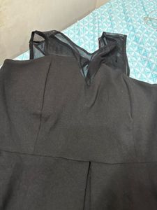Elegant Black Sheer Neckline Dress