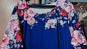 Floral Print Blue high low Top