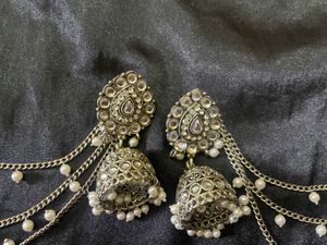 Earrings with Hair Chain