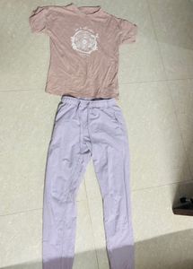 Lightweight T-shirt and Lavender Pants Set