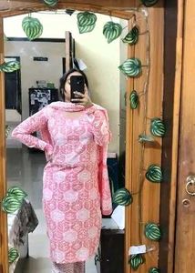 Pink Block Print Kurta Set