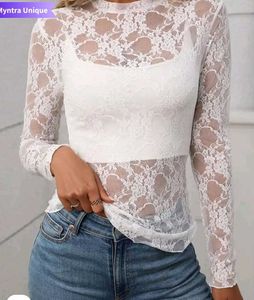 Elegant White Lace Long Sleeve Top