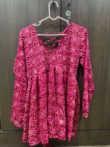 Vibrant Pink Bandhani Print Kurta