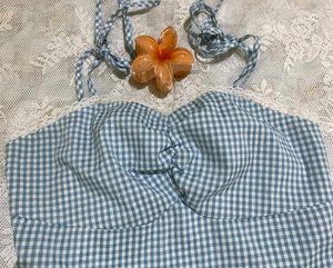 Blue Gingham Corset Top