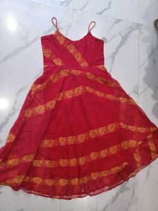 Stunning Red Georgette Print Gown 3pc