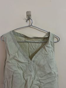 Light Green Sleeveless V-Neck Top