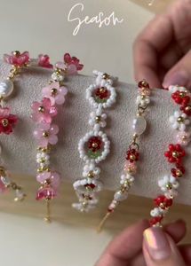 Floral Beaded Bracelet - Handmade