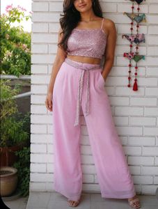 Sparkling Sequin Crop Top & Palazzo Set