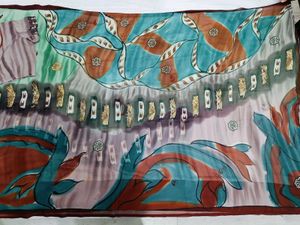 🇳🇿💫🎀Elegant Abstract Print Silk Saree