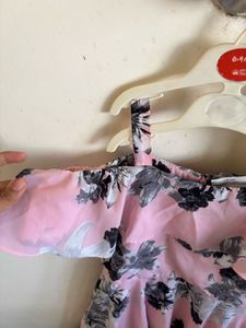 Chic Pink Floral Cold Shoulder Dress