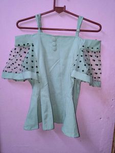 Sweet Off-Shoulder Polka Dot Top