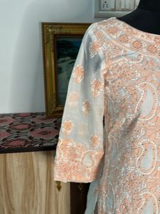 Beautiful Peach Chikankari Kurta