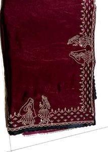 Maroon bridal Saree with Embellishments