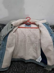 Light Wash Denim Sherpa Lined Jacket